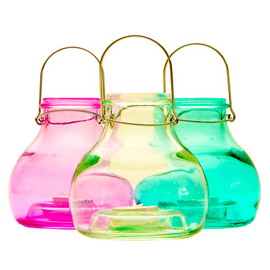 Colourful glassware on white